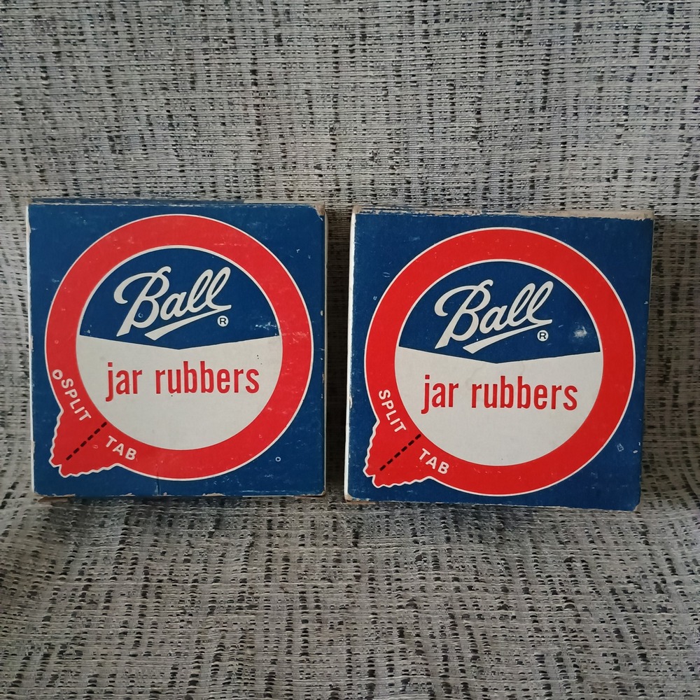 Vintage 1975 Ball Regular Jar Rubbers Split Tab Red Sealing Rings 2 Boxes 24ct